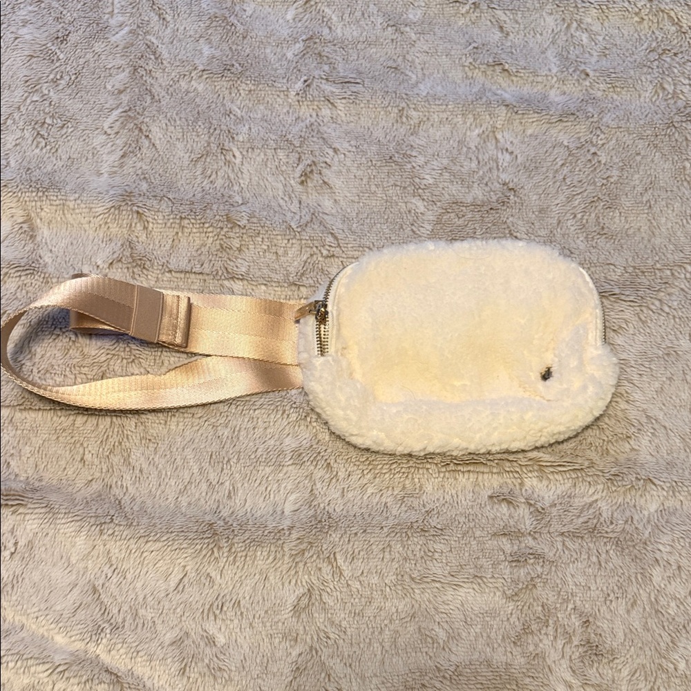 Elegant Cream Fuzzy Crossbody Bag - Never Used